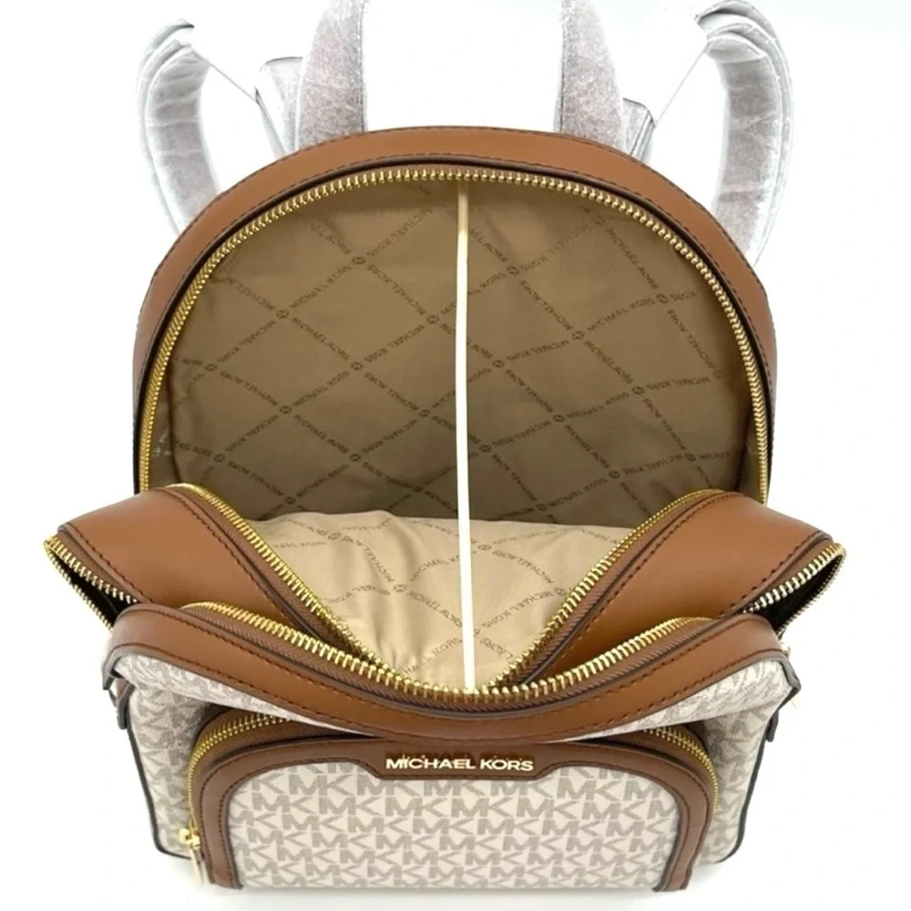 Michael Kors Jaycee Medium Zip Packet Backpack Vanilla/Brown